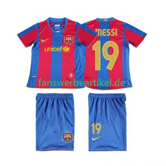 Lionel Messi 19 Retro 2007 Trikot FC Barcelona Kinder Heimausrüstung 2008 Kurzarm