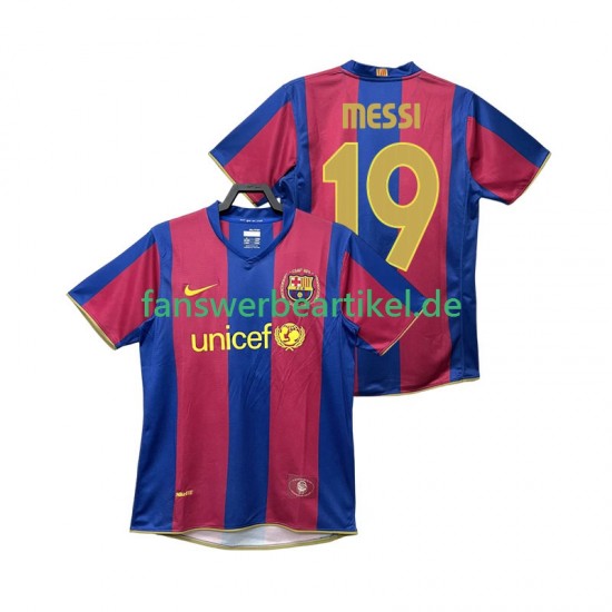 Lionel Messi 19 Retro 2007 Trikot FC Barcelona Herren Heimausrüstung 2008 Kurzarm