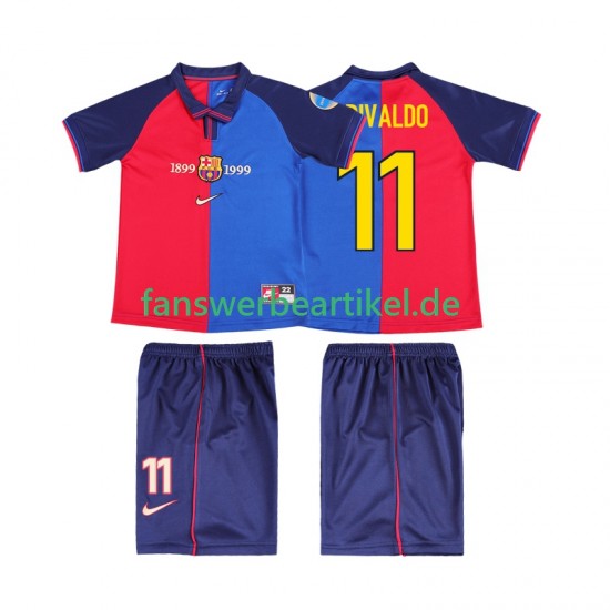 RIVALDO 11 Retro 2000 Trikot FC Barcelona Kinder Heimausrüstung 1999 Kurzarm