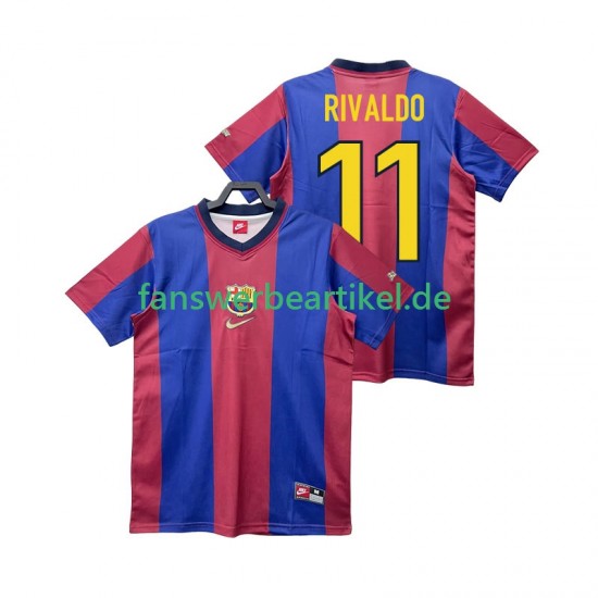 RIVALDO 11 Retro 1998 Trikot FC Barcelona Herren Heimausrüstung 1999 Kurzarm