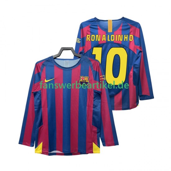 RONALDINHO 10 Retro Champions League 2005 Trikot FC Barcelona Herren Heimausrüstung 2006 Langarm
