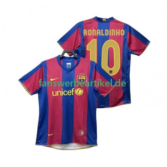 RONALDINHO 10 Retro 2007 Trikot FC Barcelona Herren Heimausrüstung 2008 Kurzarm