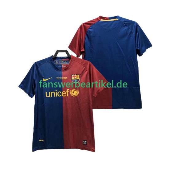 Retro Champions League 2009 Trikot FC Barcelona Herren Heimausrüstung 2008 Kurzarm