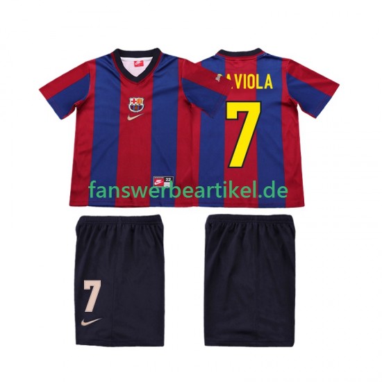 SAVIOLA 7 Retro 1998 Trikot FC Barcelona Kinder Heimausrüstung 1999 Kurzarm