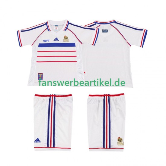 Retro 1998 Trikot Frankreich Kinder Auswärtsausrüstung Kurzarm
