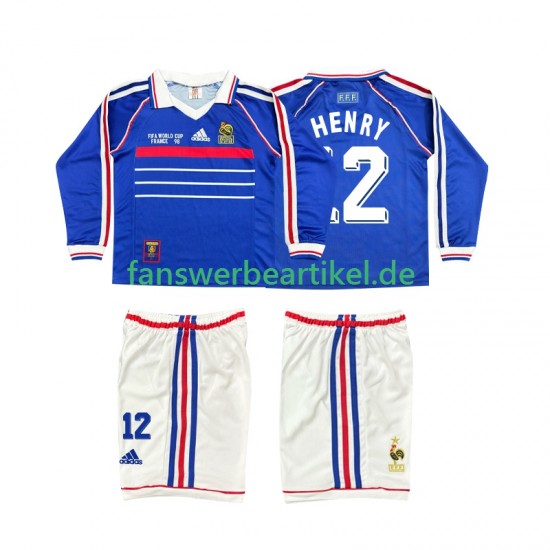 Henry 12 Retro 1998 Trikot Frankreich Kinder Heimausrüstung Langarm