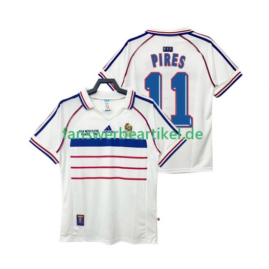 PIRES 11 Retro 1998 Trikot Frankreich Herren Auswärtsausrüstung Kurzarm