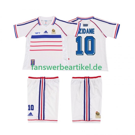 ZIDANE 10 Retro 1998 Trikot Frankreich Kinder Auswärtsausrüstung Kurzarm