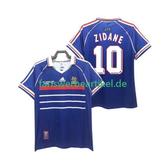 ZIDANE 10 Retro 1998 Trikot Frankreich Herren Heimausrüstung Kurzarm