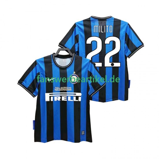MILITO 22 Retro 2009 Trikot Inter Mailand Herren Heimausrüstung 2010 Kurzarm