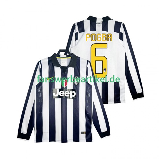 Pogba 6 Retro 2014 2015 Trikot Juventus Turin Herren Heimausrüstung Langarm