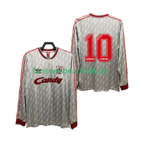 10 Retro 1989 1991 Trikot Liverpool Herren Auswärtsausrüstung Langarm