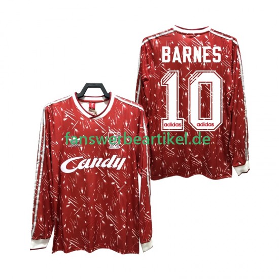 BARNES 10 Retro 1989 1991 Trikot Liverpool Herren Heimausrüstung Langarm