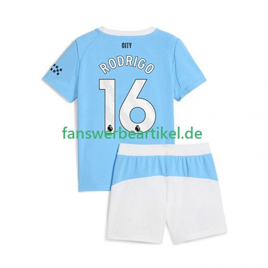 Rodrigo Hernandez 16 Trikot Manchester City Kinder Heimausrüstung 2025-2026 Kurzarm