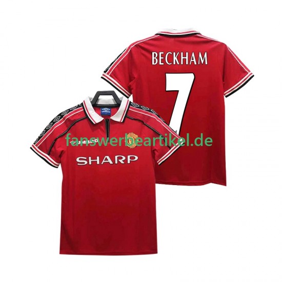 BECKHAM 7 Retro 1998 Trikot Manchester United Herren Heimausrüstung 1999 Kurzarm