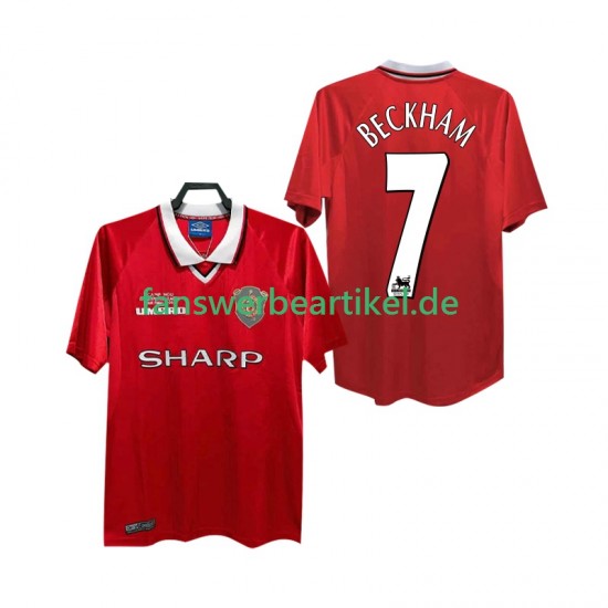BECKHAM 7 Retro 2000 Trikot Manchester United Herren Heimausrüstung 1999 Kurzarm