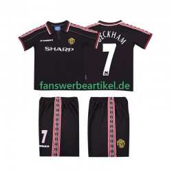 Beckham 7 Retro 1998 Trikot Manchester United Kinder Auswärtsausrüstung 1999 Kurzarm