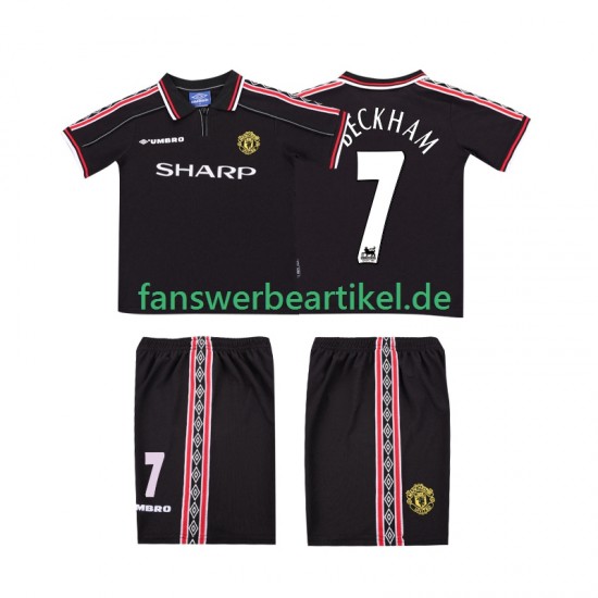 Beckham 7 Retro 1998 Trikot Manchester United Kinder Auswärtsausrüstung 1999 Kurzarm