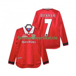 Beckham 7 Retro 2000 Trikot Manchester United Herren Heimausrüstung 1999 Langarm