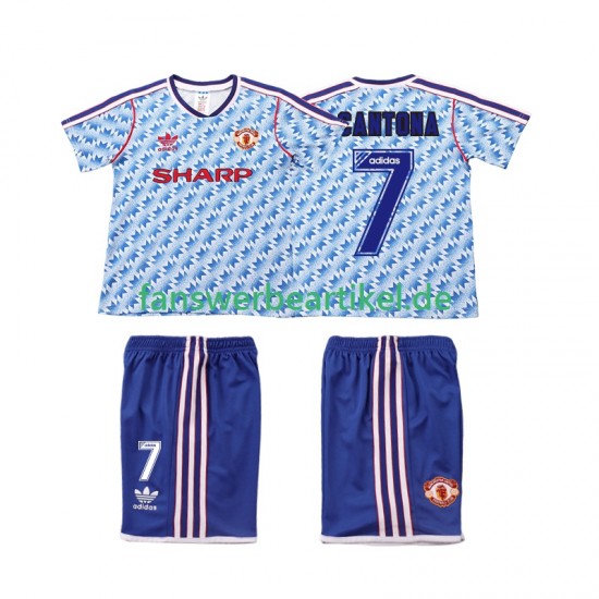 CANTONA 7 Retro 1992 Trikot Manchester United Kinder Auswärtsausrüstung 1990 Kurzarm