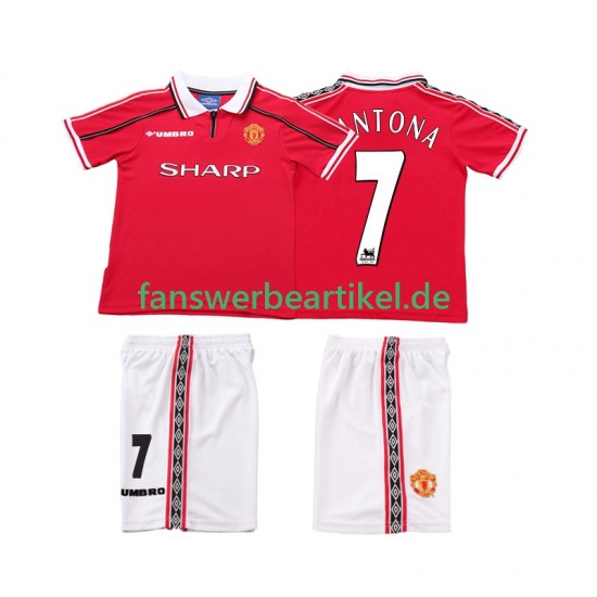 CONTONA 7 Retro 1998 Trikot Manchester United Kinder Heimausrüstung 1999 Kurzarm