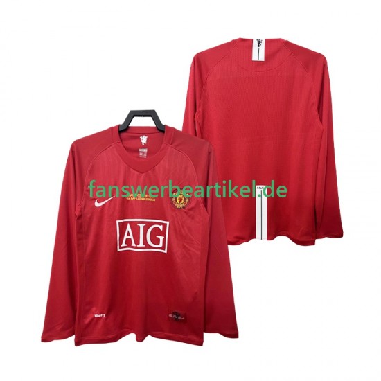 Champions League Retro 2007 Trikot Manchester United Herren Heimausrüstung 2008 Langarm