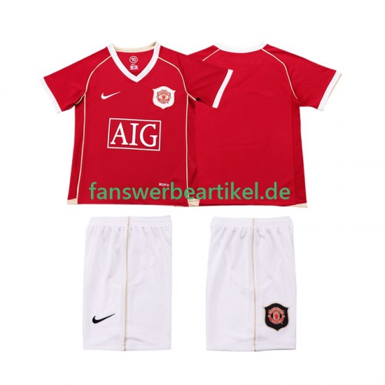 Retro 2007 Trikot Manchester United Kinder Heimausrüstung 2006 Kurzarm