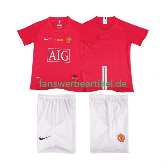 Retro Champions League 2007 Trikot Manchester United Kinder Heimausrüstung 2008 Kurzarm