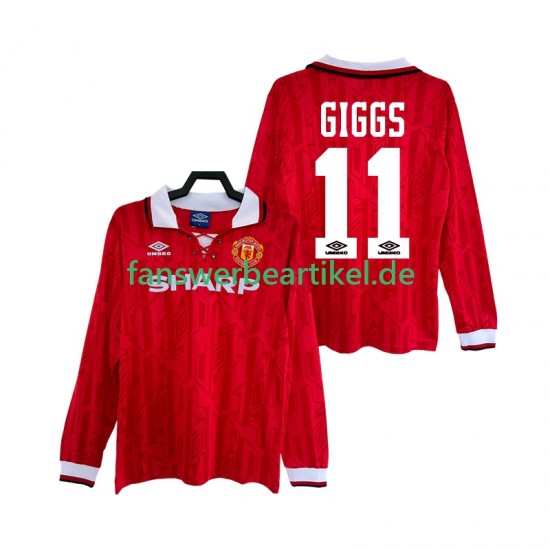 GIGGS 11 Retro 1992 Trikot Manchester United Herren Heimausrüstung 1994 Langarm