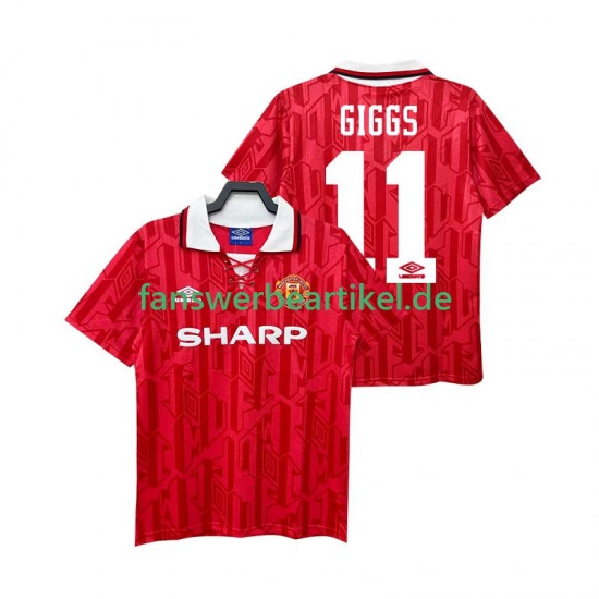 GIGGS 11 Retro 1992 Trikot Manchester United Herren Heimausrüstung 1994 Kurzarm