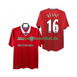 Keane 16 Retro 2000 Trikot Manchester United Herren Heimausrüstung 1999 Kurzarm