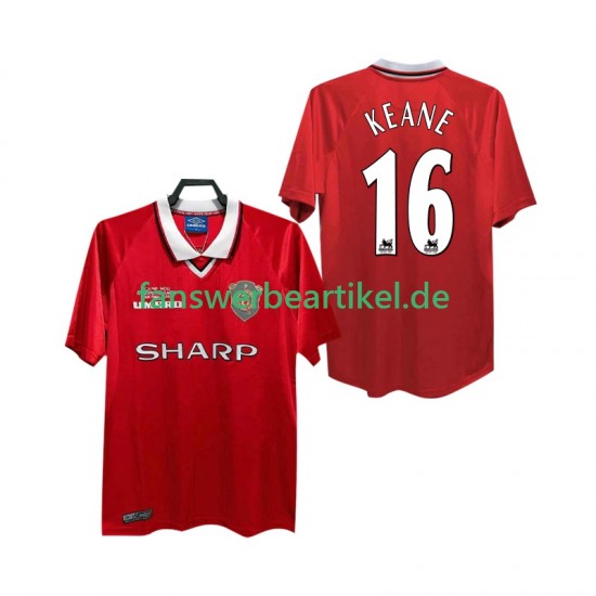 Keane 16 Retro 2000 Trikot Manchester United Herren Heimausrüstung 1999 Kurzarm