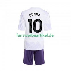 Matheus Cunha 10 Trikot Manchester United Kinder Auswärtsausrüstung 2025-2026 Kurzarm
