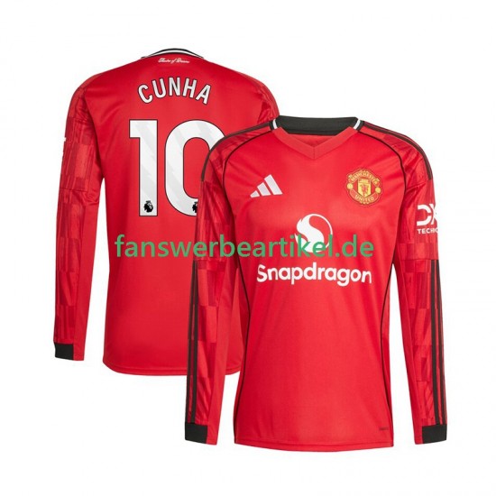Matheus Cunha 10 Trikot Manchester United Herren Heimausrüstung 2025-2026 Langarm