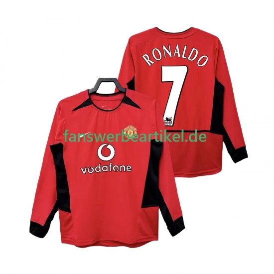 RONALDO 7 Retro 2002 Trikot Manchester United Herren Heimausrüstung 2004 Langarm