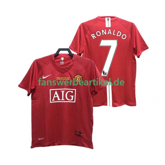 RONALDO 7 Retro 2007 Trikot Manchester United Herren Heimausrüstung 2008 Kurzarm