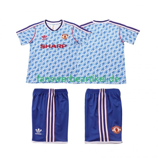Retro 1992 Trikot Manchester United Kinder Auswärtsausrüstung 1990 Kurzarm