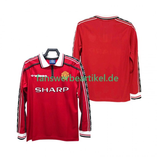 Retro 1998 Trikot Manchester United Herren Heimausrüstung 1999 Langarm