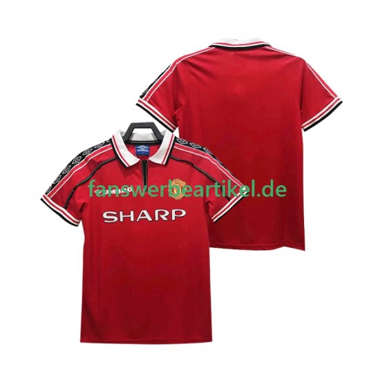 Retro 1998 Trikot Manchester United Herren Heimausrüstung 1999 Kurzarm