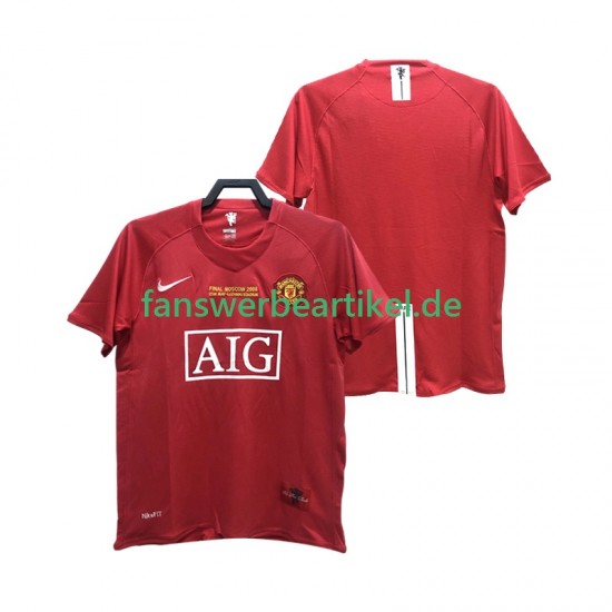 Retro 2007 Trikot Manchester United Herren Heimausrüstung 2008 Kurzarm