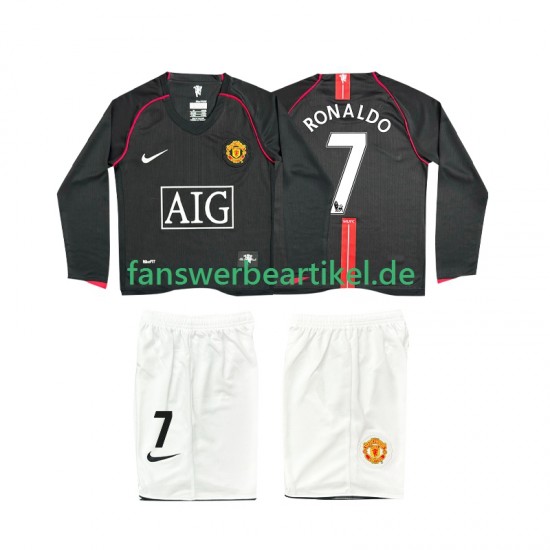 Ronaldo 7 Retro 2007 Trikot Manchester United Kinder Auswärtsausrüstung 2008 Langarm