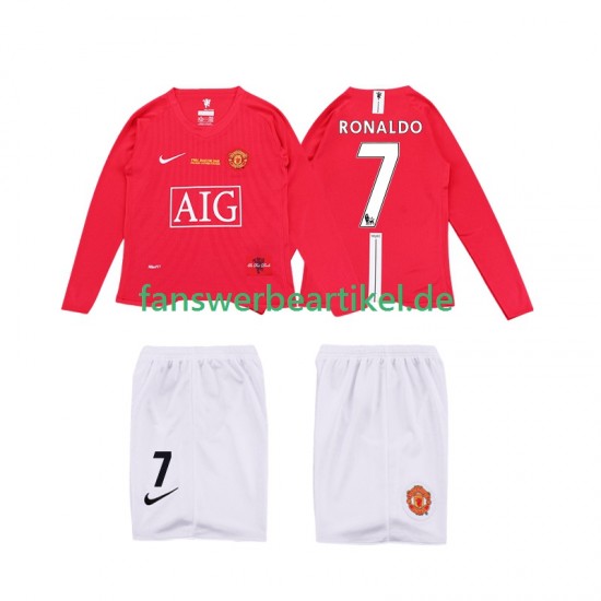Ronaldo 7 Retro Premier League 2009 Trikot Manchester United Kinder Heimausrüstung 2008 Langarm