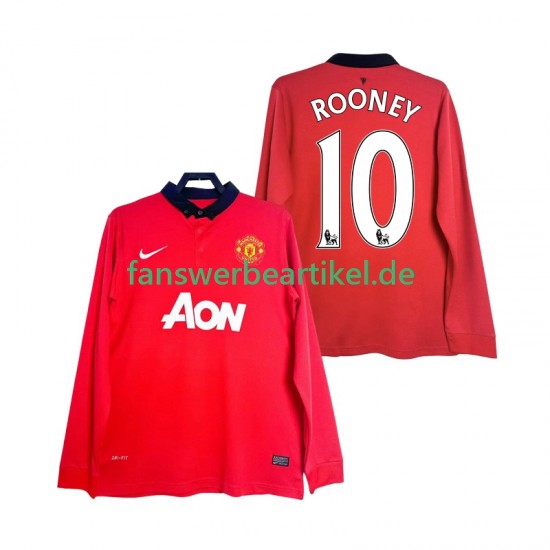 Rooney 10 Retro 2013 2014 Trikot Manchester United Herren Heimausrüstung Langarm