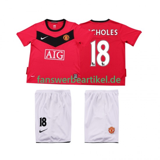 SCHOLES 18 Retro 2009 Trikot Manchester United Kinder Heimausrüstung 2010 Kurzarm