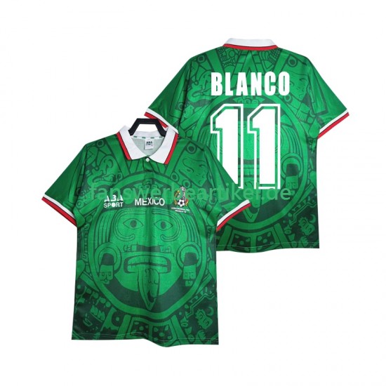 BLANCO 11 Retro 1998 Trikot Mexiko Herren Heimausrüstung Kurzarm