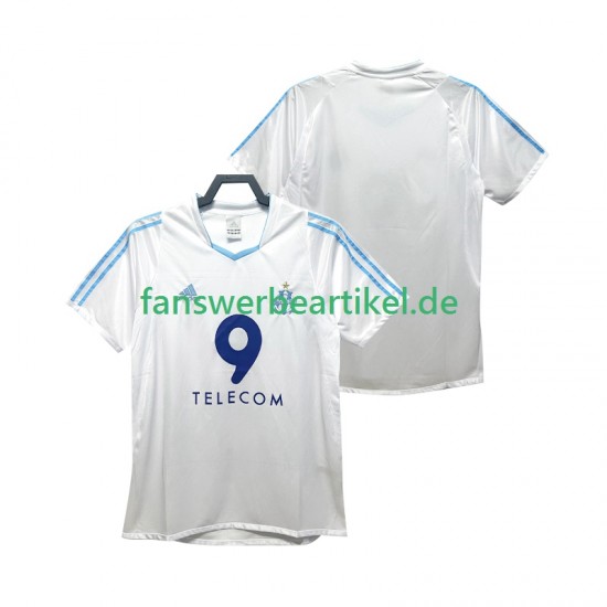 Retro 2002 2003 Trikot Olympique Marseille Herren Heimausrüstung Kurzarm