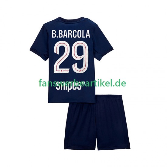Bradley Barcola 29 Trikot Paris Saint-Germain Kinder Heimausrüstung 2025-2026 Kurzarm