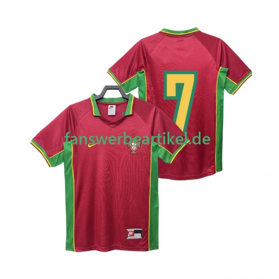 7 Retro 1998 Trikot Portugal Herren Heimausrüstung Kurzarm
