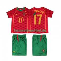 Cristiano Ronaldo 17 Retro Trikot Portugal Kinder Heimausrüstung 2004 Kurzarm