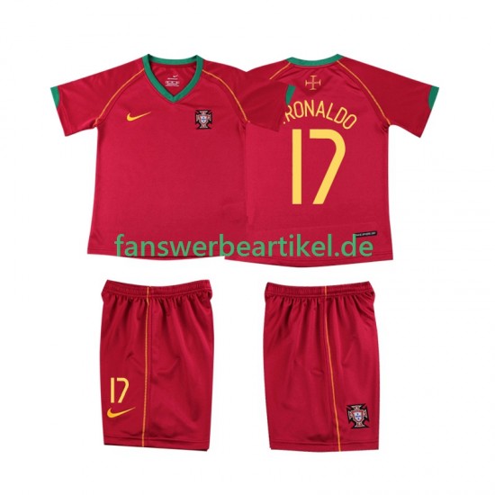Cristiano Ronaldo 17 Retro Trikot Portugal Kinder Heimausrüstung 2006 Kurzarm